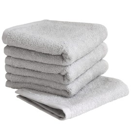 Sensui Sou Hand Towels, Set of 4, Instant Absorption, Antibacterial, Odor Resistant, Quick Drying, Osaka Senshu Towel, Large Towel Handkerchief, Approx. 13.0 x 13.4 inches (33 x 34 cm), Light Gray