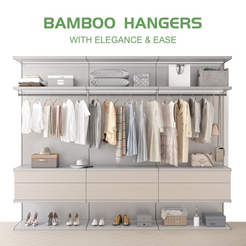 APRTAT Bamboo Hangers 20 Pack - Durable & Slim Coat