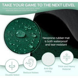 Feltectors Board Game Table Mahjong Neoprene Mat Card Table Cover for Gaming Table Top RPG, Dice Games, Water Resistant with Carry Storage Case (Green, 35 x 35)