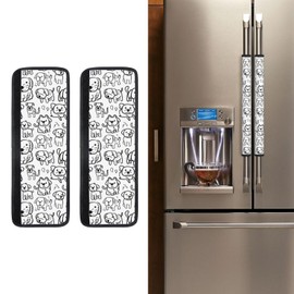 NeuKim Hand Drawn Cartoon Dogs Refrigerator Door Handle Covers Kitchen Appliances Gloves for Microwave Dishwasher Fridge Door Cloth Protector Covers