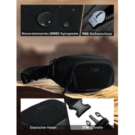 1TG Tactical Fanny Pack Waist Bag Outdoor Tactical Waist Bag Crossbody Chest Bag for Women Men Cycling Daily Climbing Outdoor Sports Black