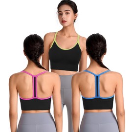 Evercute Racerback Sports Bras Padded Y Racer Back Cropped Bras for Yoga Workout Fitness Low Impact