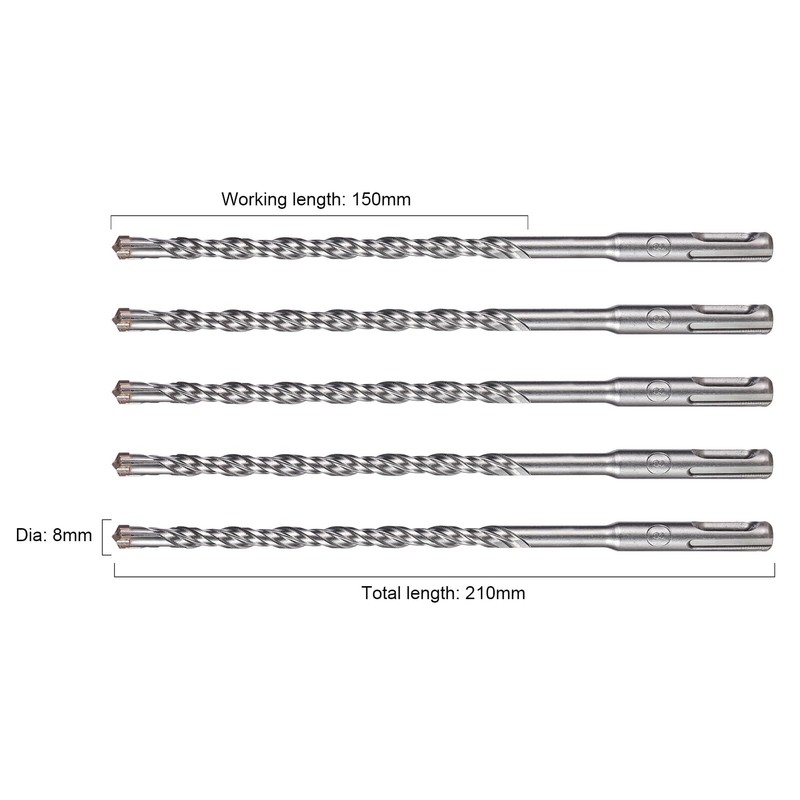 HPMAISON SDS Plus Rotary Hammer Drill Bit Set 8mm x