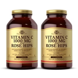 SOLGAR Vitamin C 1000 mg with Rose Hips - 250 Tablets, Pack of 2 - Antioxidant & Immune Support - Non-GMO, Vegan, Gluten Free, Dairy Free, Kosher - 500 Total Servings
