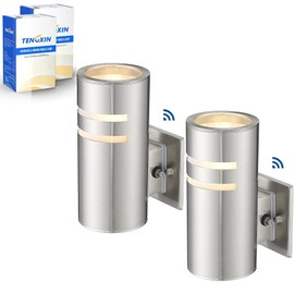 TENGXIN 2 Pack Patio Wall Light Cylinder,Up Down Modern Outdoor Wall Sconce with Stainless Steel Cylinder,Brushed Nickel Finsh Wall Mount Light
