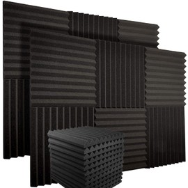 Pack of 12 Acoustic Foam Panels, Sound Insulation Made of Fire and Flame Retardant Material with High Density, Soundproofing Mat for Live Studios, Recording Studios, Offices, Home Studios (30 x 30 x