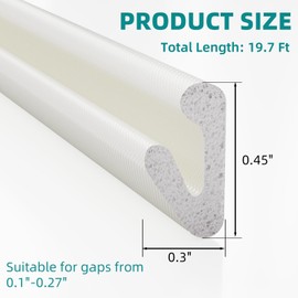 19.7 Ft V-Shape Weather Stripping Door Seal Strip,Self Adhesive Foam Door Insulation Weatherstripping for Doors Frame,Window Insulation for Winter,Door Soundproof Gap Filler Sealing Strip,White