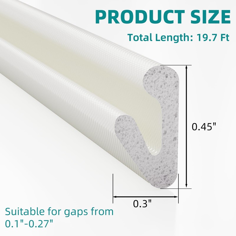 19.7 Ft V-Shape Weather Stripping Door Seal Strip,Self Adhesive Foam