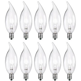 Tiqian 10-Pack E12 Base 60W B10 CTC Incandescent Clear Dimmable Light Bulbs Long-Lasting, Energy-Efficient, Transparent Candle Light Bulbs for Chandeliers, Ceiling Fans, Pendants, and Fireplaces