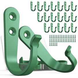 BREYDROK 20PCS Heavy Duty Metal Wall Hooks, Coat Hooks for Hanging - with 40 Screws for Coats Towels Backpacks - Mint Green