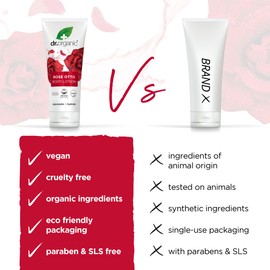 Dr Organic Rose Otto Lotion, Moisturising, Mature Skin, Mens, Womens, Natural, Vegan, Cruelty-Free, Paraben & SLS-Free, Recycled & Recyclable, Organic, 200ml, Packaging may vary