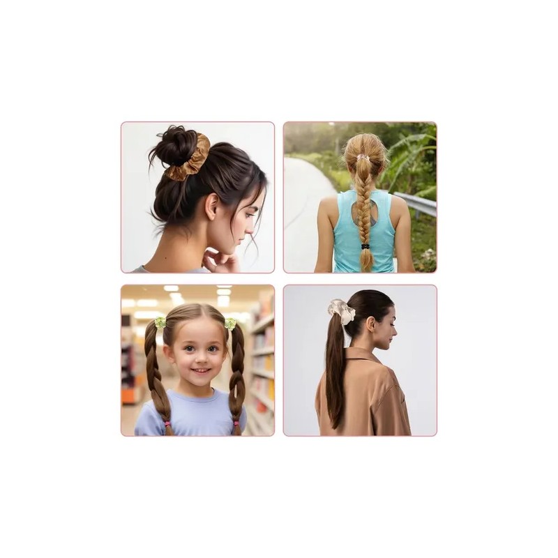 Set De 40 Scrunchies De Satén, Gomas Para El Pelo