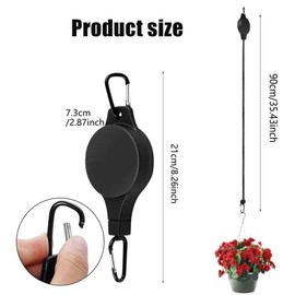 yeemeen 2 Stück Blumenampel Einziehbarer Haken,Blumenampel Halte Einziehbare,Hochleistungs Blumenkorb-Haken,für Gartenkörbe Blumenhaken Vogelhaus Aufhängung (Schwarz)