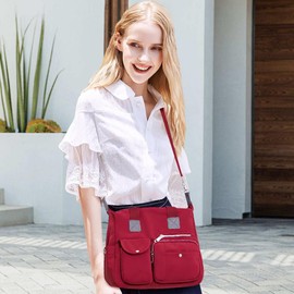 DIRRONA Elegant Women's Shoulder Bag Large Capacity Handbag Casual Travel Shoulder Bag Multi Bag Shoulder Bags Nylon Women's Handbags, red, Handbag