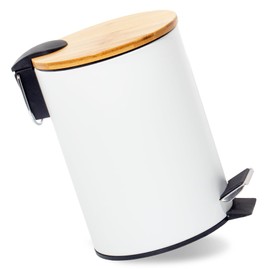 GREELUE 3L Metal Cosmetic Bin, Bathroom Bin with Lid, Bathroom Bin with Soft-Close Mechanism (White 3L)