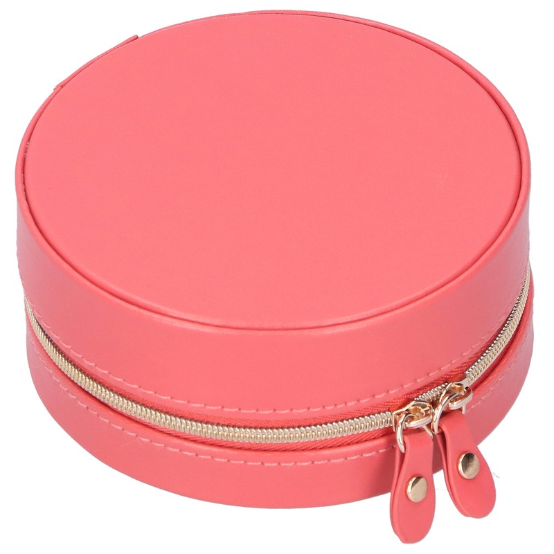 Round Portable Jewelry Box Organizer Display Storage Case for Rings