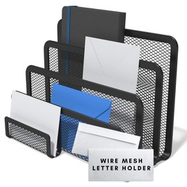 1InTheOffice Organizador de escritorio negro mate, clasificador de archivos, soporte para cartas, 1 paquete