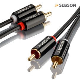 SEBSON RCA Audio Cable 1m, 2-male to 2-male RCA Plugs, RCA Phono Cable for Amplifier, Speakers, Soundbar, Home Cinema and HiFi Systems