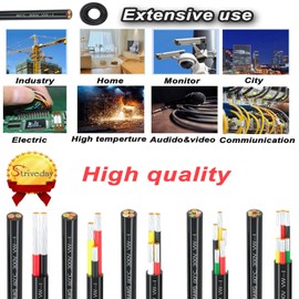 16 Gauge Wire, 5-Conductor Electrical Wire. 16 AWG Stranded Flexible PVC Tinned Copper 16/5 Cord Extension Cable is Used for LED Lamp Lighting, Automotive, Speaker, Audio, Power, etc. (33FT - 10M).