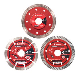 EZARC 4-1/2 inch Diamond Saw Blades for Angle Grinder, 3PCS 4.5" Diamond Cutting for Stone, Granite, Concrete, Porcelain, Ceramic, Granite Marble Tile (Mix Pack)