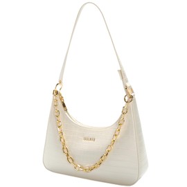 Crescent Shoulder Bags for Women, Stylish Clutch Purse Hobo Handbags Vegan Leather Underarm Purse (White)