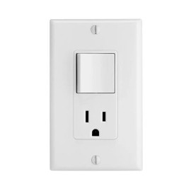 Leviton C22-05678-00W Combination Switch, 1 -Pole,  15 A 125 V White