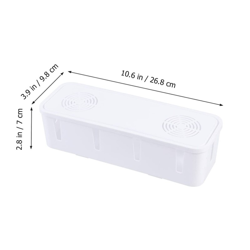 Angoily Space-Saving Power Strip Storage Box White Cord Organizer for