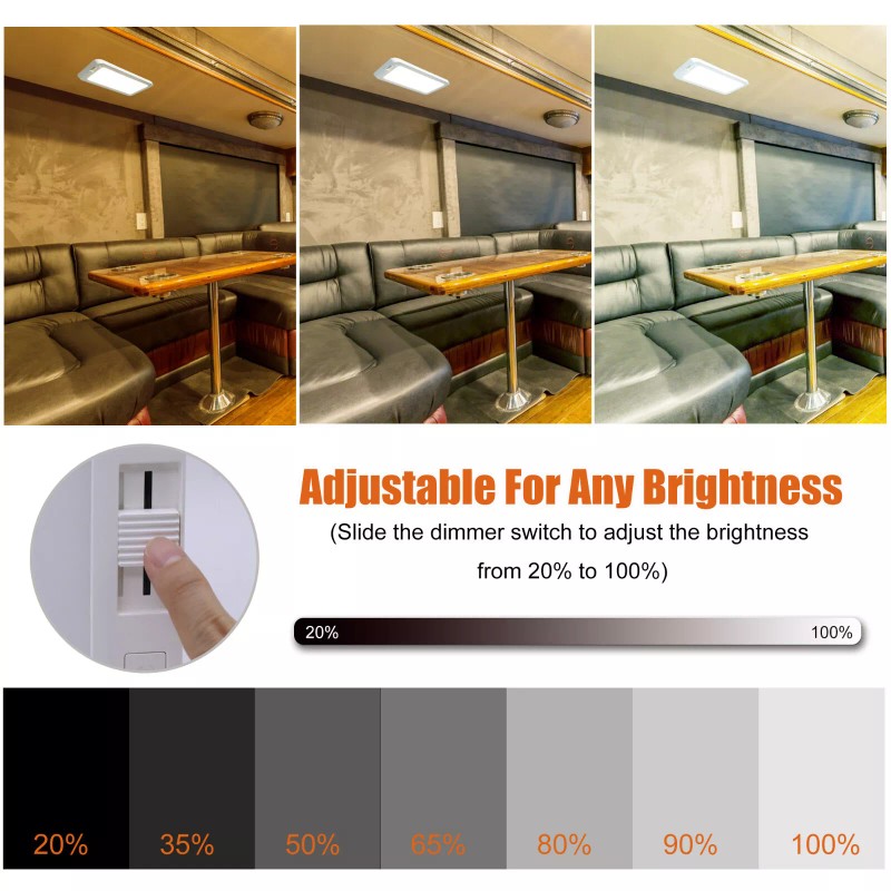 Facon Dimmable 12-30V LED RV Camper Interior Lamp Ceiling Dome