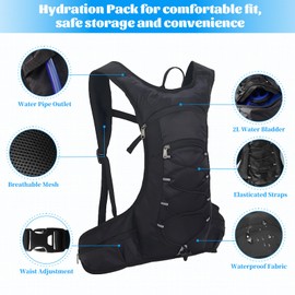 Aedcbaide Running Hydration Vest 12 L, Reflective Running Backpack for Men Women with 2L Hydration Bladder, Adjustable & Lightweight Running Bag for Outdoor Cycling Marathon Trail Race Hiking Climbing