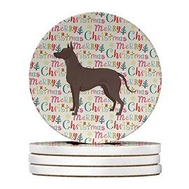 Mexican Hairless Dog Xolo Merry Christmas Large Sandstone Coasters Pack of 4