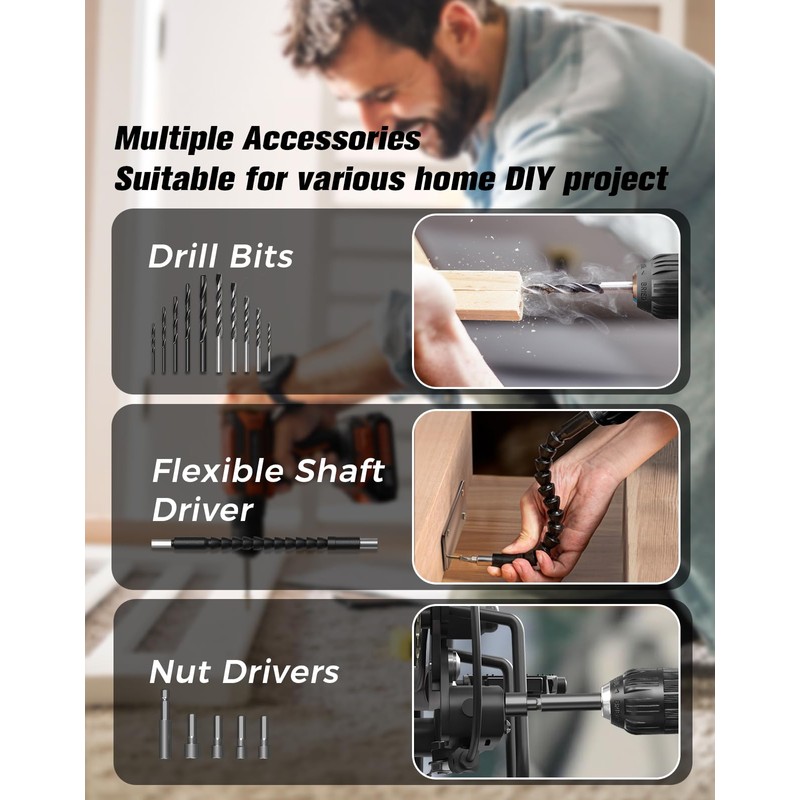 Cordless Drill, 20V MAX Power Drill Set with 2.0Ah Power