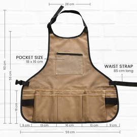 Green Thumbz Oxford Cloth Gardening Apron - 14 Pockets Waterproof Garden Aprons for Women with Pockets - Multipurpose Aprons for Gardening, Cooking, Cleaning and Woodworking - Brown Gardening Aprons