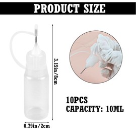 FERCAISH Needle Bottle, 10 ml Needle Tip Glue Bottle Applicator, Glue Bottle Applicator Pen, Precision Tip Applicator Bottle for DIY (Pack of 10, White)