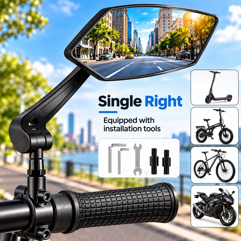 Adjustable Bicycle Rearview Mirror for Handlebar Mounting – Wide-Angle Rear