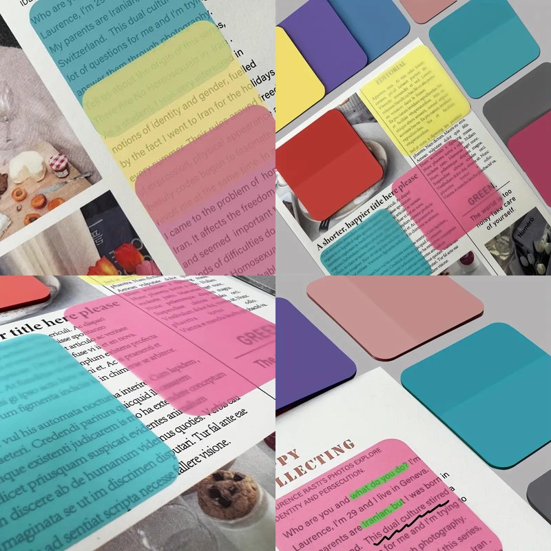 320 Sheets Transparent Sticky Notes, Colored Clear Sticky Notes, Waterproof