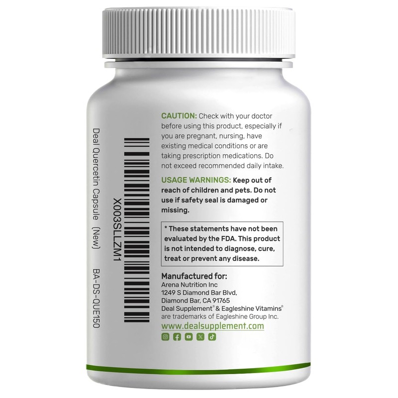 Quercetin 1,000mg Per Serving, 300 Capsules – Healthy Immune Support