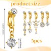 Josojoou 5PCS Fake Belly Button Piercing with Contains Zircon, Gold
