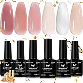 SADOWAY Esmalte en Gel Kit 6 Colores Set de Esmalte de Gel NudeTonos Piel para un Acabado Natural Fórmula Segura sin Tóxicos Regalo para Mujer        