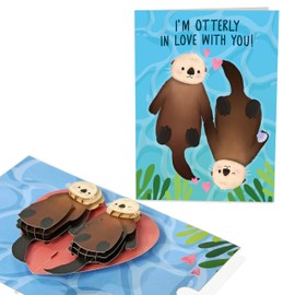 Central 23 Otter Pop Up Card For Couples - OTTERLY IN LOVE - 3D Greeting Card For Anniversary, Valentine's Day, I Love You - Card Love For Men And Women - Comes With Stickers