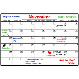 VWAQ Dry Erase Calendar Wall Decal - Peel and Stick Self Adhesive Whiteboard - DRV1 (24"H X 36"W)