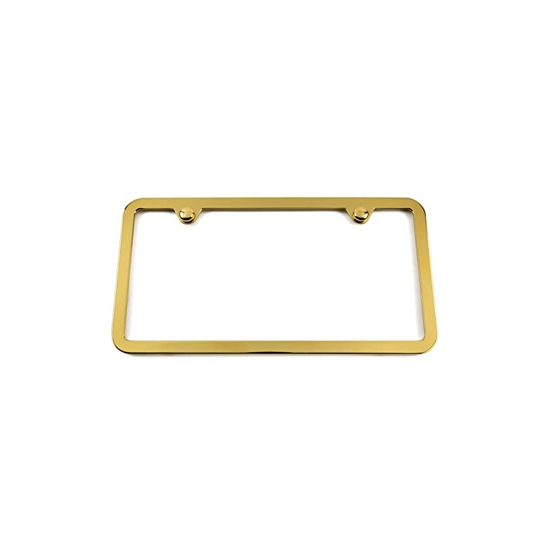 Gold Chrome Plated License Plate Frame, Comes with Chrome Screw