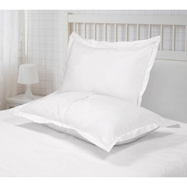 Royale Linens Pillow Shams 2 Pack Queen Size 20x30 Inch - Brushed 1800 Microfiber - Bed Pillow Shams, Wrinkle & Fade Resistant Soft and Cozy - Back Overlap Closure - Oxford Pillowcase (Queen, White)