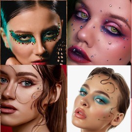 Face Gems Hair Gems Rhinestones Tattoo Stickers for Face Eyes Makeup Body Crafts Party Festival Makeup Gems Rave Accessories (Blue)