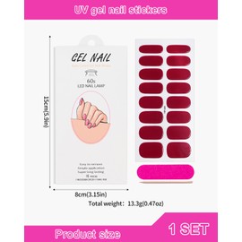 FUGLUS Nagelfolie Gel Nagelfolien,16 Stück Selbstklebend UV-lichthärtende Nail Sticker,Nageldesign Zubehör,DIY Nageldekoration für Mädchen und Frauen Rot