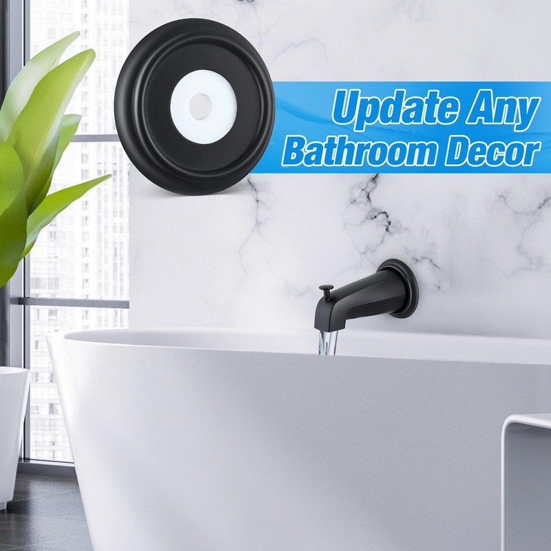 Dreyoo Metal Tub Spout Cover Ring with Foam Gasket, Black