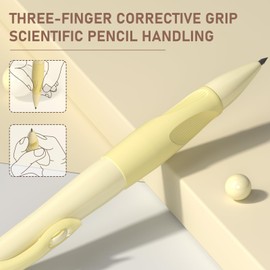 Four Candies 4PCS Cute Mechanical Pencil Set, 2.0MM Ergonomic Mechanical Pencil with 44PCS HB Pencil Leads, 2PCS Sharpeners/Erasers, Aesthetic School Supplies for Kids Writing Drawing