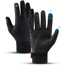 Winter Warm Gloves, Touch Screen Thermal Waterproof Windproof Elastic Anti-slip Cuff Gloves for Cycling Running Hiking Driving Riding Walking Sports Ski Mountaineering Men Women (Black, M)