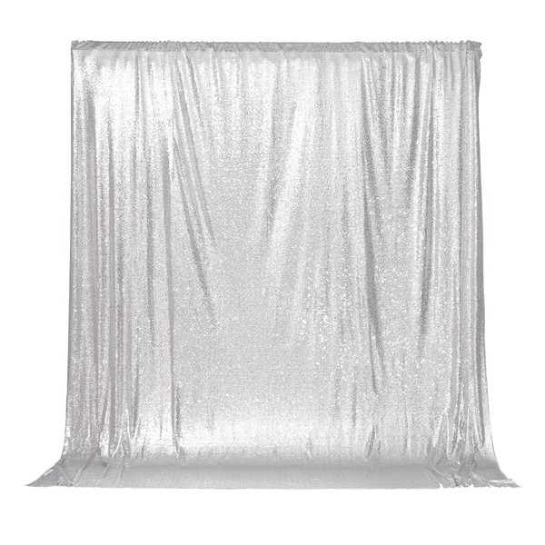 PartyDelight Silver Sequin Backdrop, Photography Curtain Special Events, Party 6Ftx7