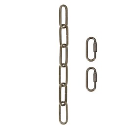 Aspen Creative, Antique Brass, 21121-07-1, Steel Heavy Duty Chain & Two Quick Link Connector Fixture/Swag Light/Plants / 1 Foot, 8 Gauge