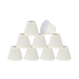 Aspen Creative 33121-2 Small Pleated Empire Shape Chandelier Clip-On Lamp Shade, Off White, 3" Top x 6" Bottom x 5" Slant, 2 Pack